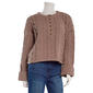 Juniors Pink Rose Matte Chenille Crochet Stitch Henley Sweater - image 1