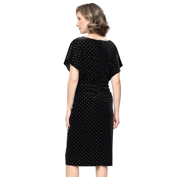Womens SLNY Flutter Sleeve Velvet Dot Blouson Dress