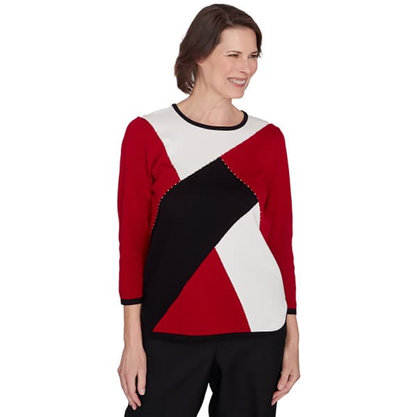Petite Alfred Dunner Classics Colorblock Sweater - image 