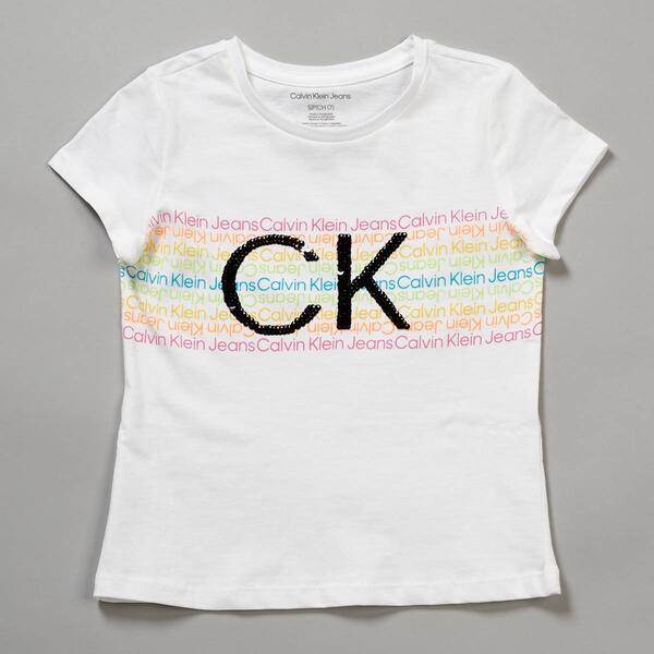 Girls &#40;7-16&#41; Calvin Klein Rainbow Logo Tee - image 