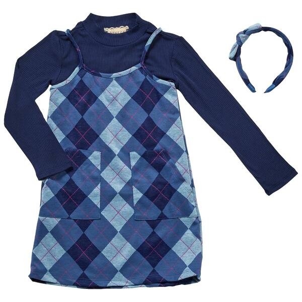 Girls &#40;4-6x&#41; BTween&#40;R&#41; Turtleneck Plaid Dress w/ Pockets - Blue - image 