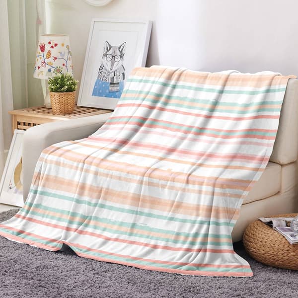 Spirit Linen Home™ Velvet Plush Watercolor Stripe Throw Blanket