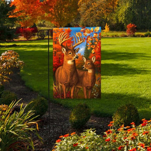 Briarwood Lane Autumn Deer Pair Garden Flag