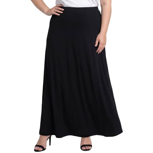 Petite NY Collection Pull On Solid Maxi Skirt - image 
