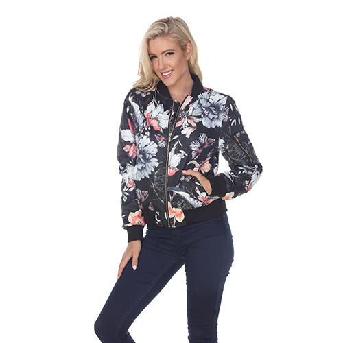Womens White Mark Floral Bomber Jacket