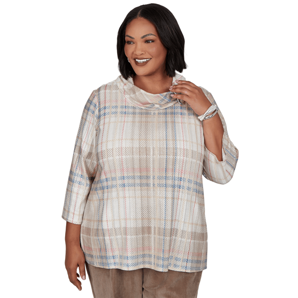 Plus Size Alfred Dunner Sunset Ridge Shimmer Plaid Sweater - image 