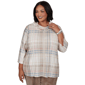 Plus Size Alfred Dunner Sunset Ridge Shimmer Plaid Sweater - image 1