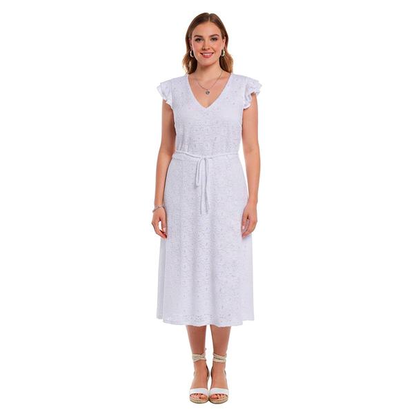 Plus Size Nina Leonard Flutter Cap Sleeve Lace A-Line Dress - image 