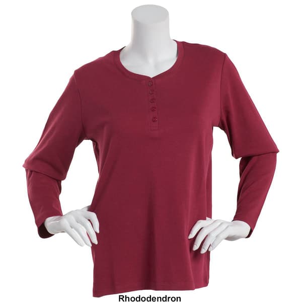 Womens Hasting &amp; Smith Long Sleeve Solid Henley Top