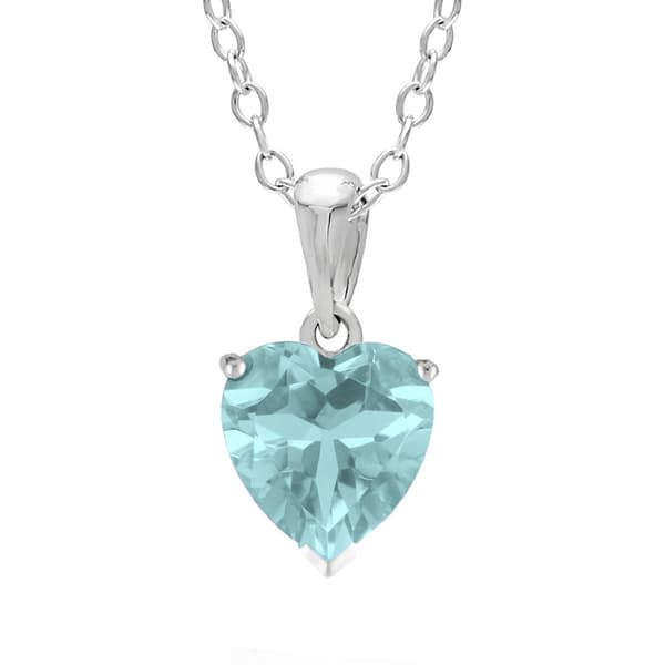 Sterling Silver Aquamarine Heart Pendant - image 