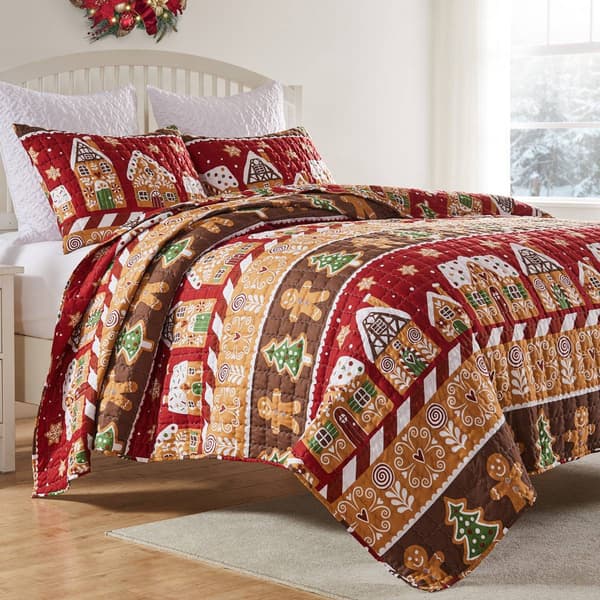 Greenland Home Fashions&#40;tm&#41; Gingerbread Lane Reversible Quilt Set