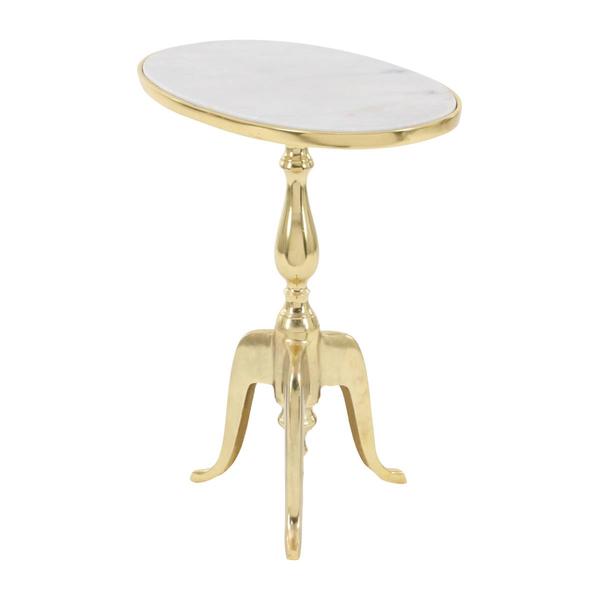 9th & Pike® Gold Marble Traditional Accent Table