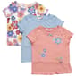 Girls (7-12) Bkind 3pk. Short Sleeve Flower Glitter Tees - image 2