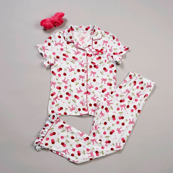Girls (4-6x) Betsey Johnson 3pc. Cherry/Bow Rib Pajama Set