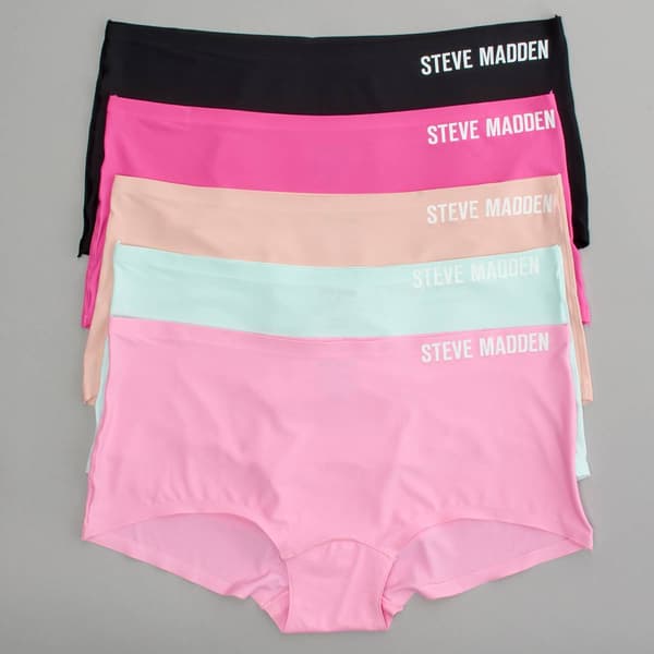 Womens Steve Madden 5pk. Laser Cut Boyshort Panties SM54572A5 - image 