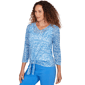 Petite Hearts of Palm Embraceable Blue Knot Front V Neck Blouse - image 3