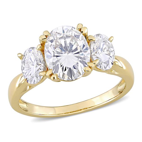 Diamond Classics(tm) 10kt. 3-Stone Yellow Gold Moissanite Ring - image 