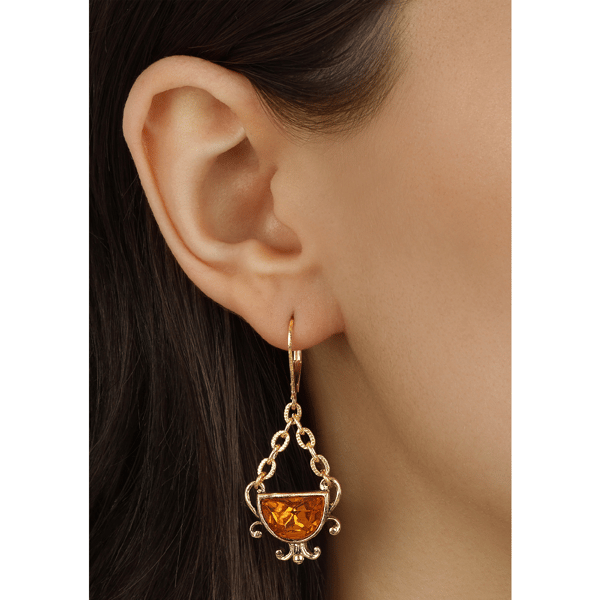 1928 Half Moon Beige Drop Leverback Earring