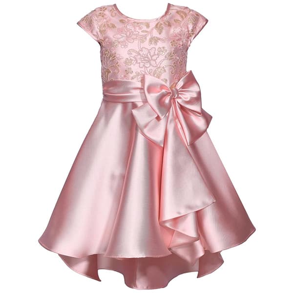 Girls &#40;7-16&#41; Bonnie Jean Short Sleeve Embroidered High Low Dress