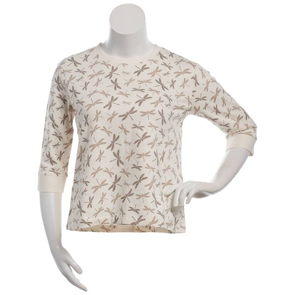Womens Bonnie Evans 3/4 Sleeve French Terry Dragonfly Sweater - image 