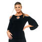 MSK Cold Shoulder Rhinestone Trim Keyhole Blouse - image 1