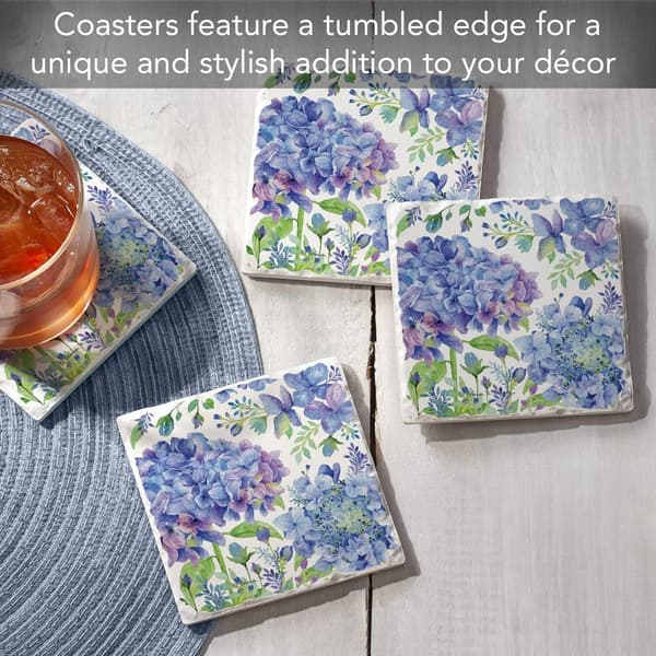 4pk. Beautiful Hydrangea Square Coaster Set