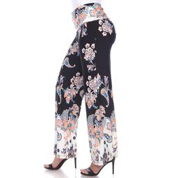 Plus Size White Mark Floral Paisley Print Palazzo Pants