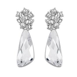 Crystal Colors Silver Plated Comet Clear Crystal Drop Earrings