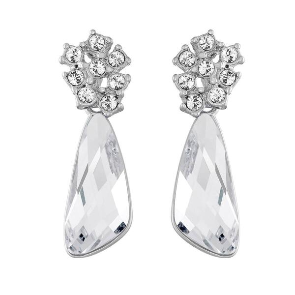 Crystal Colors Silver Plated Comet Clear Crystal Drop Earrings - image 