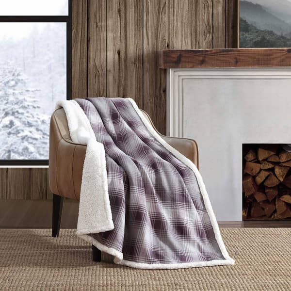 Eddie Bauer Nordic Plaid Reversible Sherpa Throw