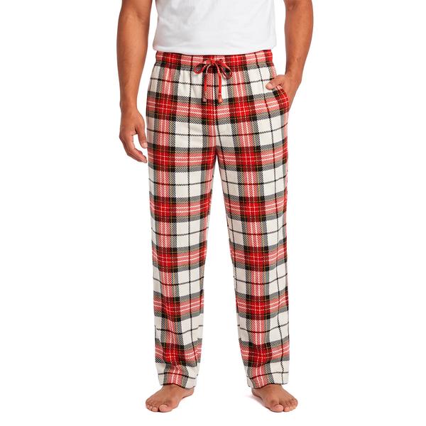 Mens Preswick & Moore(R) Plaid Silky Fleece Pajama Pants - Ivory - image 