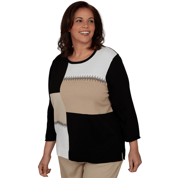 Plus Size Alfred Dunner Travel Advisory Color Block Sweater