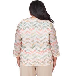 Plus Size Alfred Dunner Tuscan Sunset Knit Texture Chevron Blouse