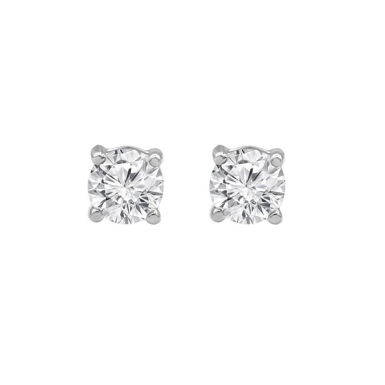 Nova Star® White Gold Lab Grown Diamond Solitaire Stud Earrings