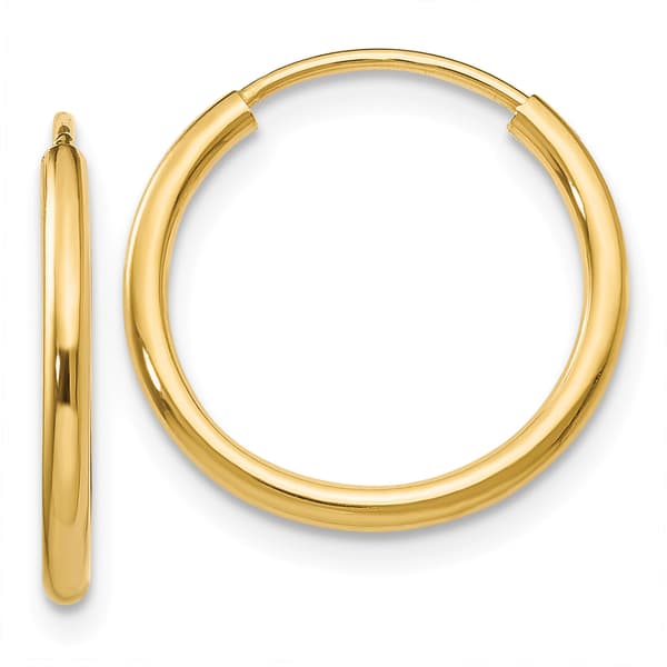 Gold Classics(tm) 14mm. 14kt. Polished Endless Hoop Earrings - image 