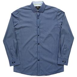 Mens Tom Baine Slim Fit Checkered Dress Shirt - Navy