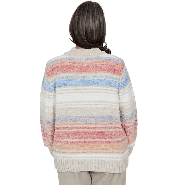 Petite Alfred Dunner Sunset Ridge Space Dye Stripe Sweater