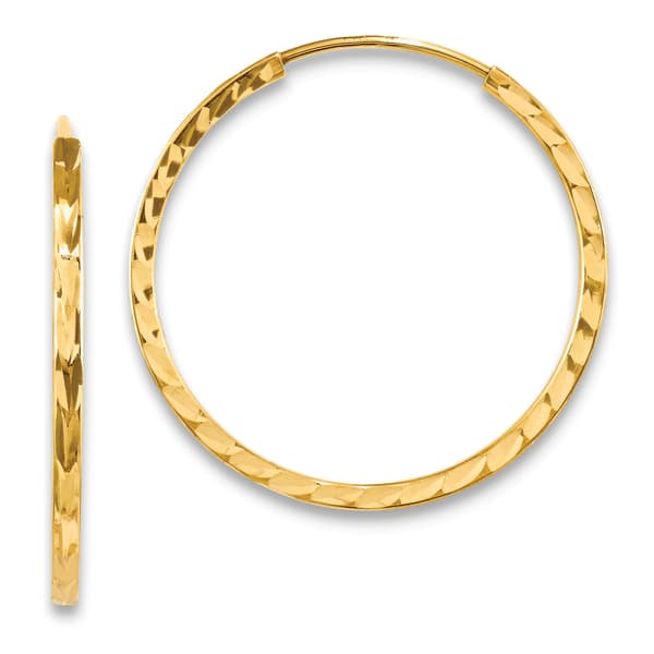 Gold Classics&#40;tm&#41; 24.5mm. 14kt Diamond Cut Tube Hoop Earrings - image 