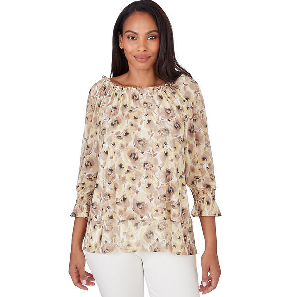 Petite Skye''s The Limit Sky Feel the Sun 3/4 Sleeve Floral Blouse - image 