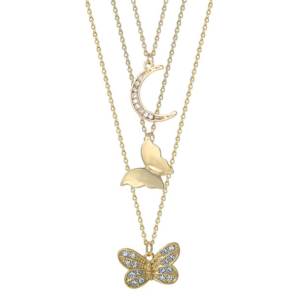 Jessica Simpson Butterfly & Moon Layered Necklace Set - image 