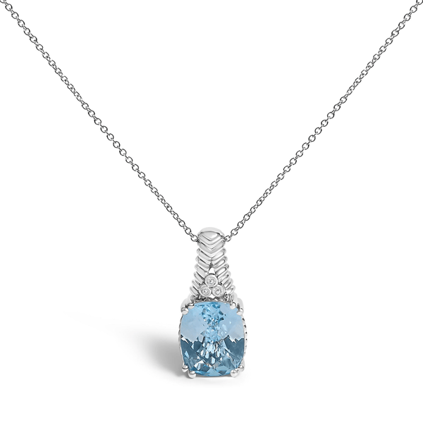 Haus of Brilliance Round Accent Diamond & Topaz Pendant Necklace