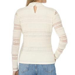 Womens Cece Long Sleeve Fitted Lace Mock Neck Sweater