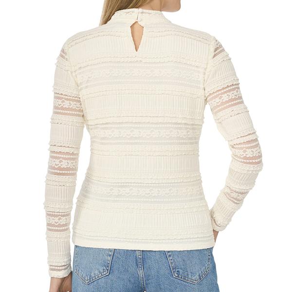 Womens Cece Long Sleeve Fitted Lace Mock Neck Sweater