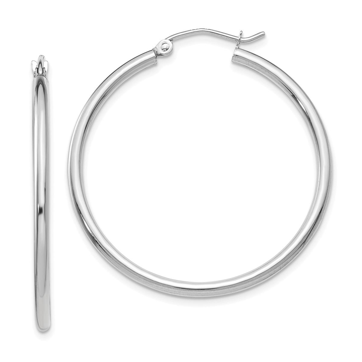 Gold Classics™ 14kt. White Gold 35mm Tube Hoop Earrings