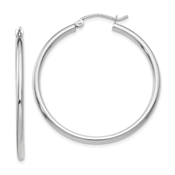 Gold Classics(tm) 14kt. White Gold 35mm Tube Hoop Earrings - image 