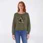 Juniors No Comment Crew Neck Graphic Pullover Sweater - Lichen - image 1