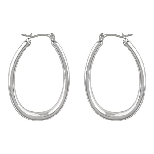 Roman Silver-Tone Large Oval Hoop Earrings - image 