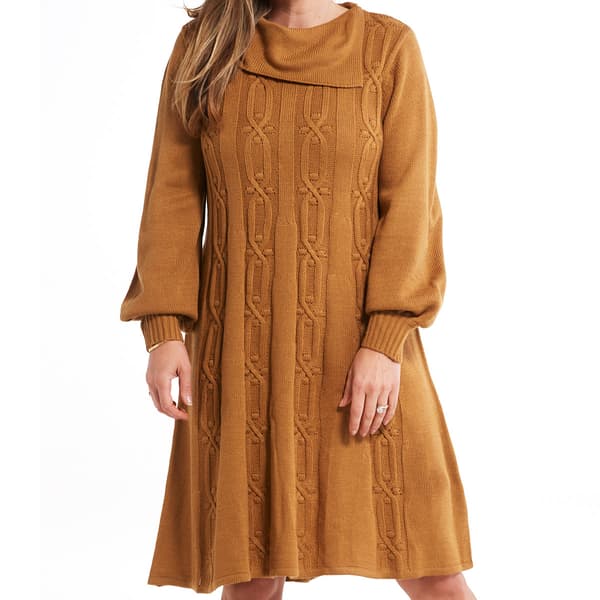 Petites Robbie Bee  Asymmetrical Cable Knit Sweater Dress