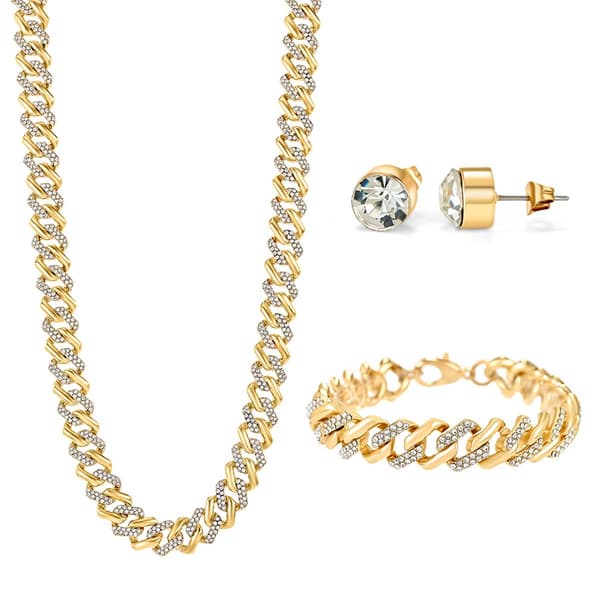 American Exchange Cuban Link Necklace/Bracelet/Earrings Set