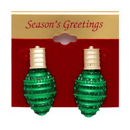 Green Crystal Christmas Tree Light Bulb Earrings